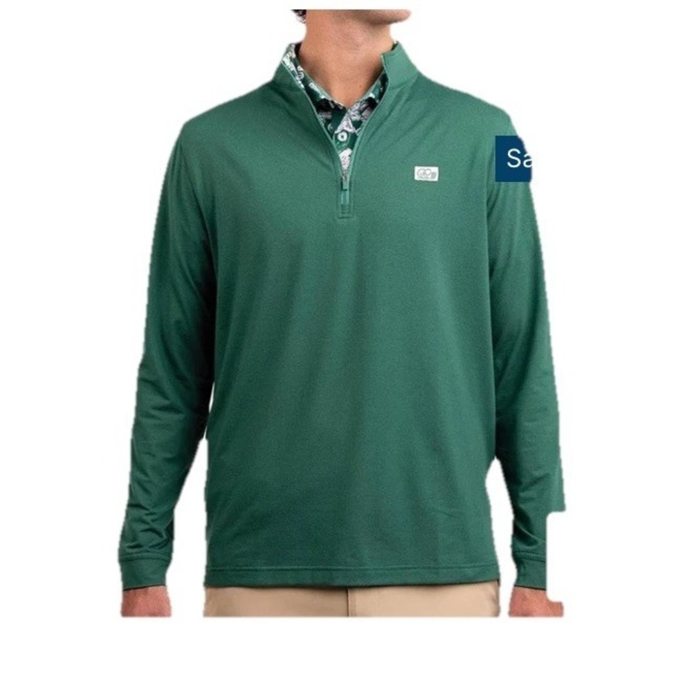 Good Good Q-Zip Golf Pullover Mens XL Blades 4-Way Stretch Sunday Green 1/4 Zip